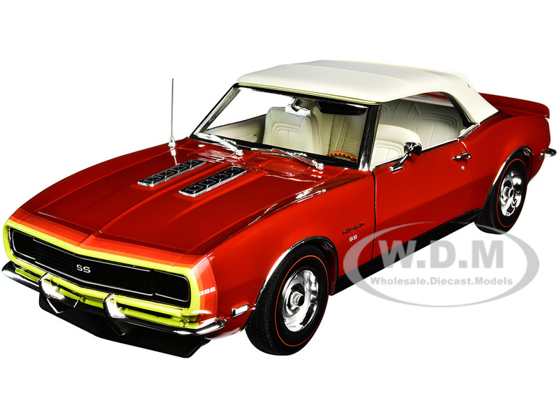 1968 Chevrolet Camaro SS Unicorn Convertible Matador Red White Top D88 Stripes Limited Edition 456 pieces Worldwide 1/18 Diecast Model Car ACME A1805718