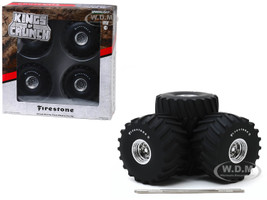66-Inch Monster Truck Firestone Wheels Tires 6 piece Set Kings of Crunch 1/18 Greenlight 13558