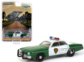 1975 Plymouth Fury Green White Chickasaw County Sheriff Hobby Exclusive 1/64 Diecast Model Car Greenlight 30141