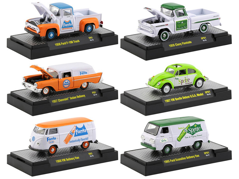 Fanta & Sprite Release Set of 6 Cars Limited Edition 3000 pieces Worldwide 1/64 Diecast Model Cars M2 Machines 52500-F01/SP01