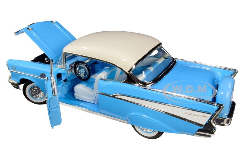 light blue 5313/3D 1957 chevrolet  Bel Air door openable DIESTCAST pull back 