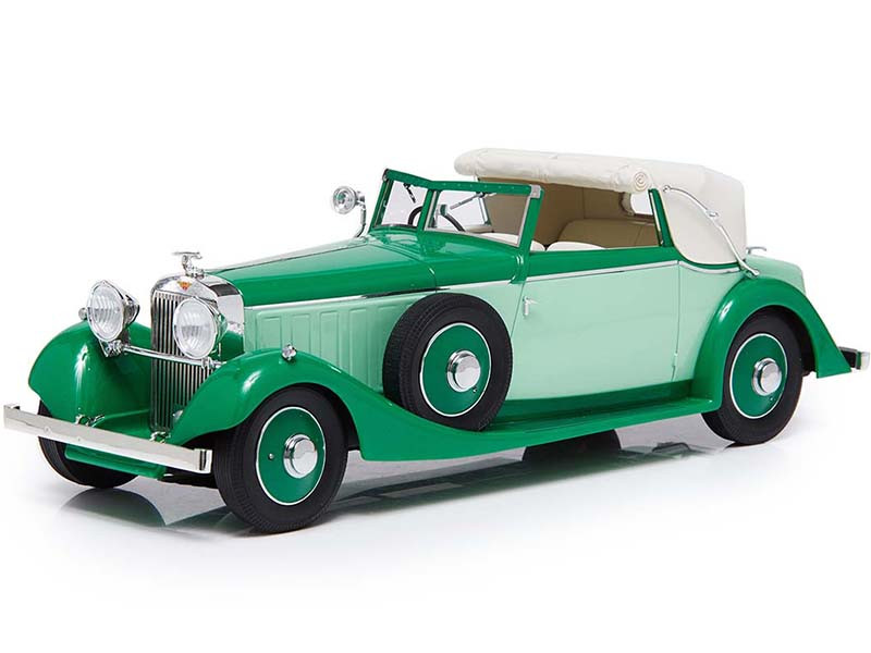 1934 Hispano Suiza J12 Three-Position Drophead Coupe Fernandez & Darrin Green White Top Limited Edition 300 pieces Worldwide 1/18 Model Car Esval Models EMEU18001 A