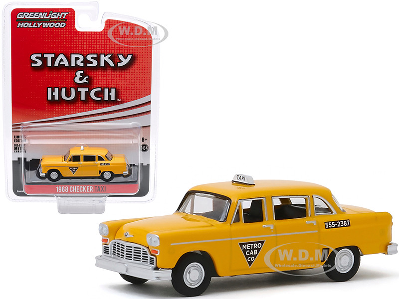1968 Checker Taxi Metro Cab Co Yellow Starsky and Hutch 1975 1979 TV Series Hollywood Special Edition 1/64 Diecast Model Car Greenlight 44855 C