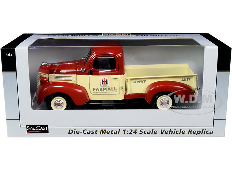 1941 Plymouth Pickup Truck Farmall Red Yellow 1/24 Diecast Model Car SpecCast ZJD1858