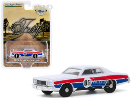 1976 Plymouth Fury #86 White Red Blue Stripes Hazzard County Road Rally Hobby Exclusive 1/64 Diecast Model Car Greenlight 30156
