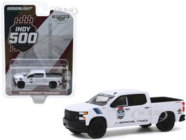 2019 Chevrolet Silverado 1500 Trail Boss Pickup Truck White 103rd Running of the Indianapolis 500 Official Truck Hobby Exclusive 1/64 Diecast Model Car Greenlight 30163