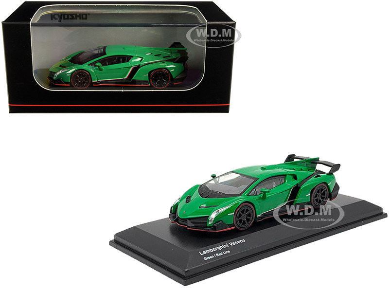 Lamborghini Veneno Green Red Line 1/64 Diecast Model Car