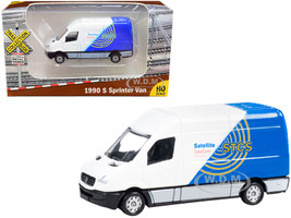 1990 Mercedes Benz Sprinter Van White Blue STCS Satellite TeleCom Security TraxSide Collection 1/87 HO Scale Diecast Model Classic Metal Works TC102