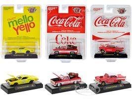 Coca-Cola Mello Yello Set of 3 pieces 1/64 Diecast Model Cars M2 Machines 52500-A02