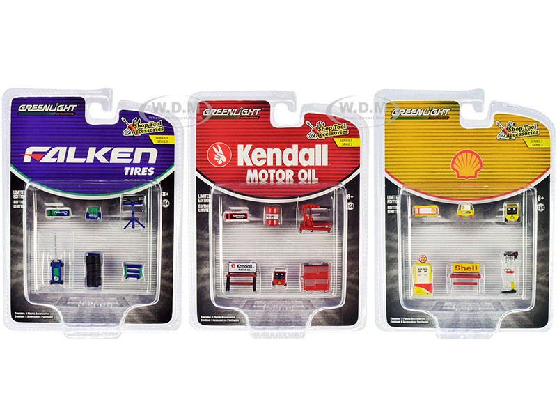 1/64 Greenlight  Shop Tool Accessories KENDALL MOTOR OIL 6 Piece Set Red 16060B 