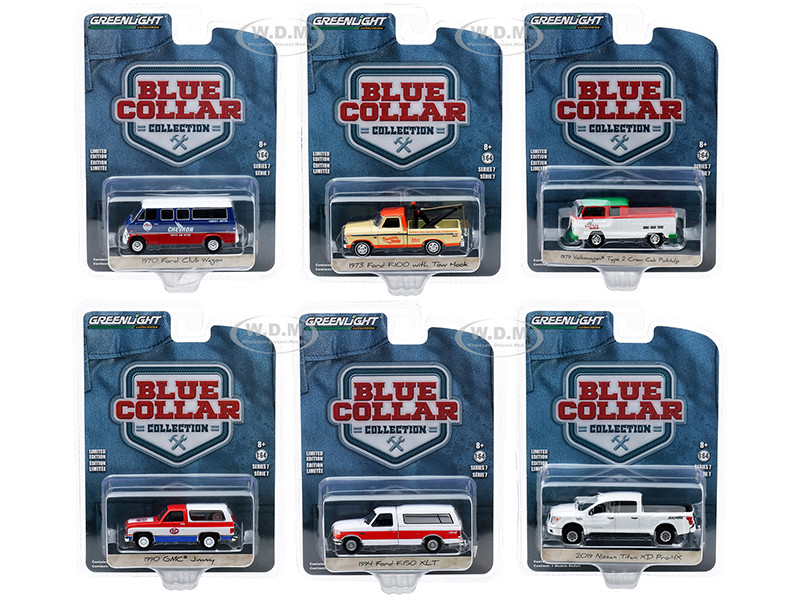 Blue Collar Collection Set of 6 pieces Series 7 1/64 Diecast Model Cars Greenlight 35160