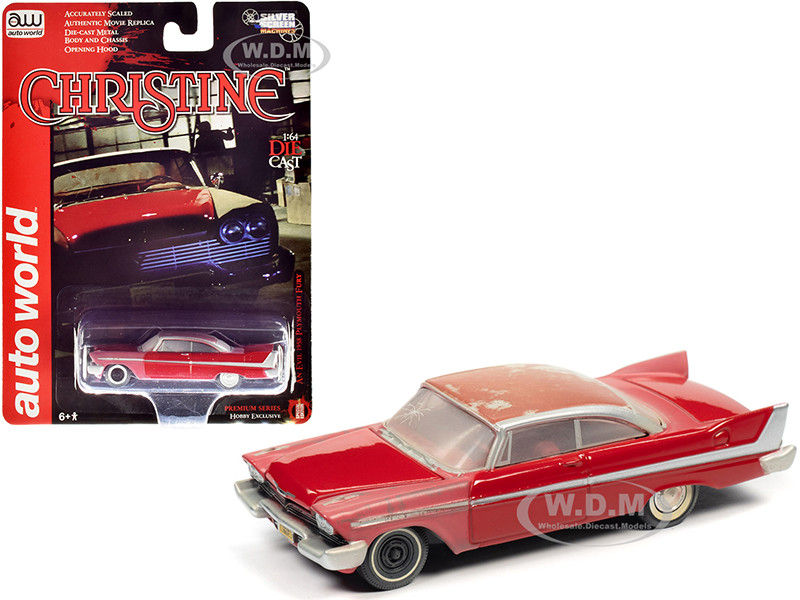 1958 Plymouth Fury Christine Movie Auto Car Red Rot in 1:64 Auto World AWSS6401 