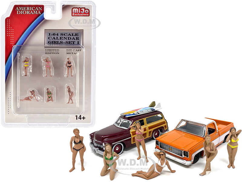 Calendar Girls 6 piece Diecast Figurine Set Release 1 1/64 Scale Models  American Diorama 38407