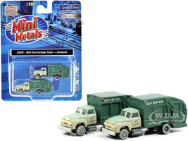 1957 Chevrolet Garbage Truck Ironwood Sanitation Light Green Dark Green Dirty Set of 2 pieces 1/160 N Scale Models Classic Metal Works 50409