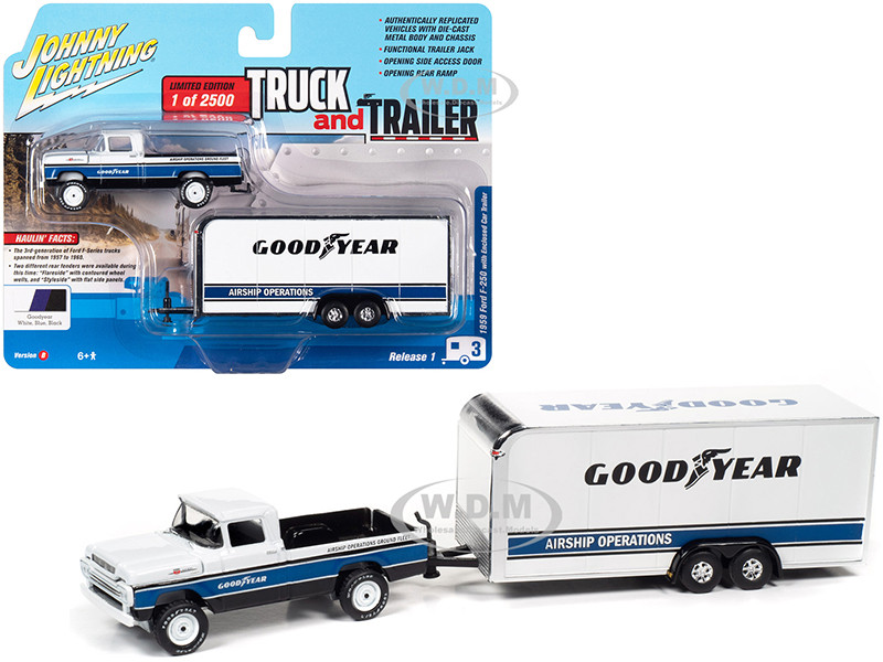 Johnny Lightning Truck &Trailer 1965 Chevy Pickup with Enclosed Car Trailer 1:64