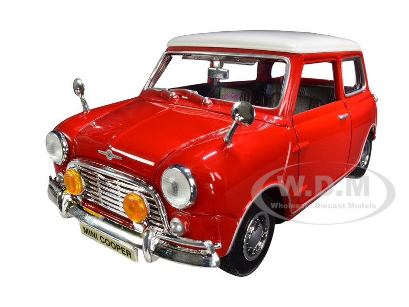 1961 1967 Morris Mini Cooper Red White Top Timeless Legends 1/18 Diecast Model Car Motormax 73113