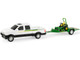 Pickup Truck White Flatbed Trailer John Deere Zero-Turn Mower Set of 3 pieces 1/32 Diecast Models ERTL TOMY 45520