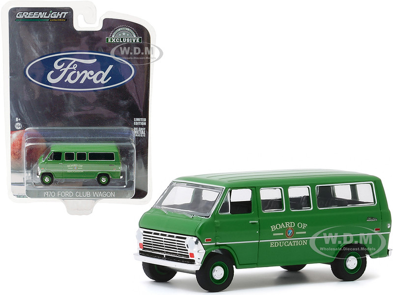 1970 Ford Club Wagon Van Green Board of Education Hobby Exclusive 1/64 Diecast Model Greenlight 30170
