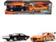 Dom's Dodge Charger R/T Black Brian's Toyota Supra Orange Set of 2 pieces Fast & Furious Series 1/32 Diecast Model Cars Jada 31981