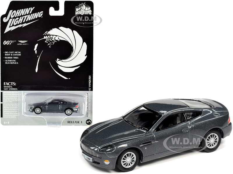 2002 Aston Martin V12 Vanquish Gray Metallic James Bond 007 Die Another Day 2002 Movie Pop Culture Series 1/64 Diecast Model Car Johnny Lightning JLPC001 JLSP096