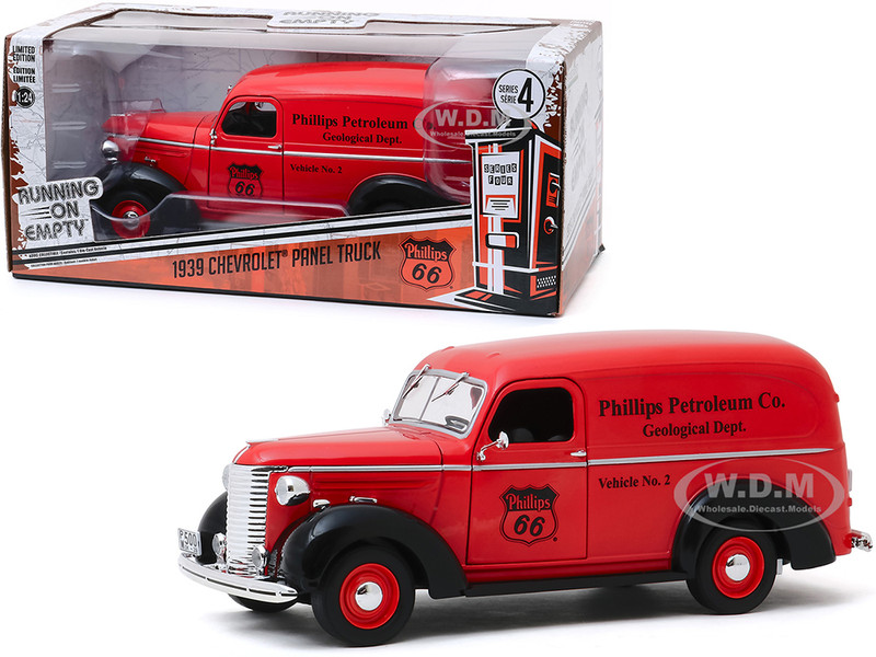 1939 Chevrolet Panel Truck Red Phillips 66 Phillips Petroleum Co Geological Dept Running on Empty Series 4 1/24 Diecast Model Car Greenlight 85051