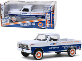 1968 Ford F-100 Pickup Truck White Blue Union 76 Auto Service Running on Empty Series 4 1/24 Diecast Model Car Greenlight 85052