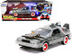 DeLorean Brushed Metal Time Machine Lights Back to the Future Part III 1990 Movie Hollywood Rides Series 1/24 Diecast Model Car Jada 32166