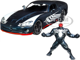 2008 Dodge Viper SRT10 Dark Gray Venom Diecast Figurine Spider Man Marvel Series 1/24 Diecast Model Car Jada 31750