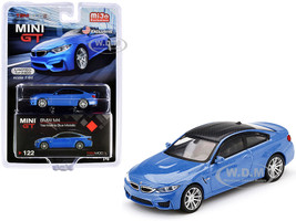 BMW M4 F82 Yas Marina Blue Metallic Carbon Top Limited Edition 2400 pieces Worldwide 1/64 Diecast Model Car True Scale Miniatures MGT00122