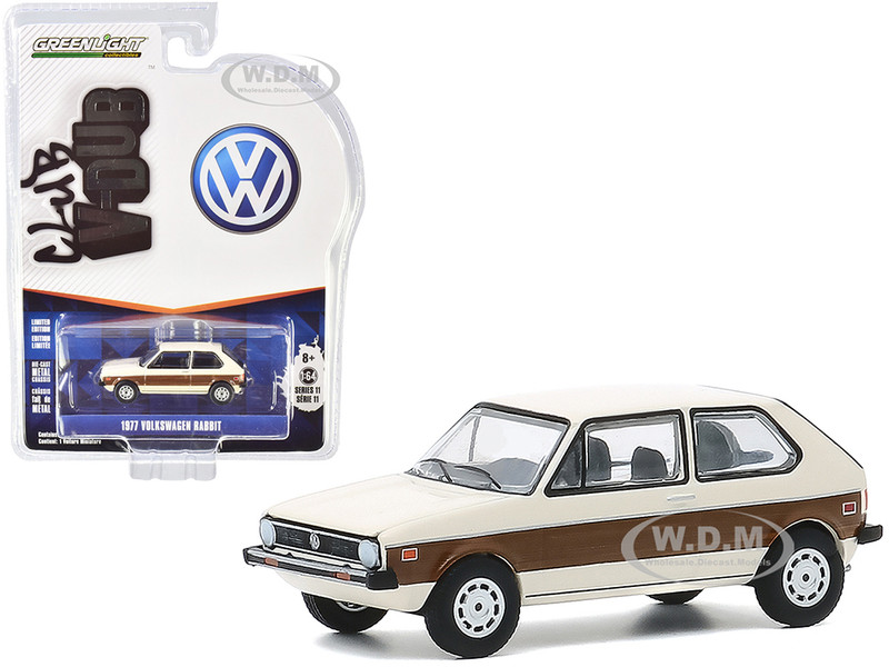 1977 Volkswagen Rabbit Cream Woody Graphics Club Vee V-Dub Series 11 1/64 Diecast Model Car Greenlight 30000 E