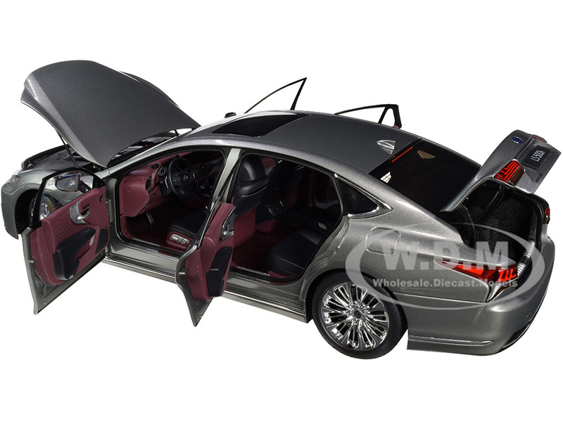 Lexus LS500h Manganese Luster Gray Metallic Crimson Black Interior