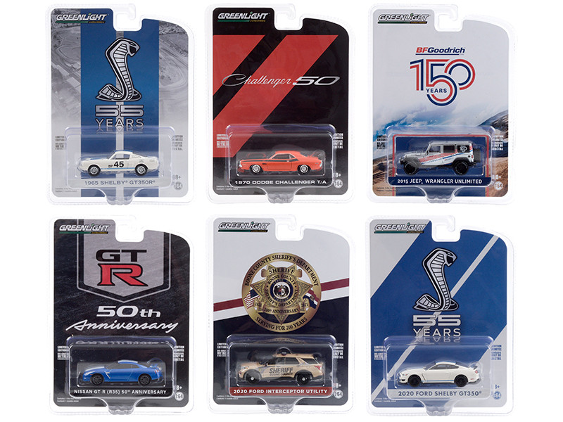 Anniversary Collection Set of 6 pieces Series 11 1/64 Diecast Model Cars Greenlight 28040