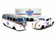 Volkswagen Samba Bus Dark Gray Metallic White Volkswagen Beetle White Metallic Enclosed Car Trailer Silver Toyo Tires Team Haulers Series 1/64 Diecast Model Cars Maisto 11404-20 D