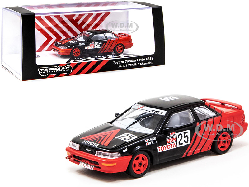 Toyota Corolla Levin AE92 #25 Suzuki Nitta Advan TRD JTCC Div 3 Champion 1990 1/64 Diecast Model Car Tarmac Works T64-036-90JTC25