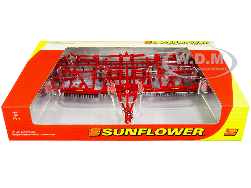 Sunflower 6433 Split-Wing Land Finisher Folding Wings Red 1/64 Diecast Model SpecCast SCT754