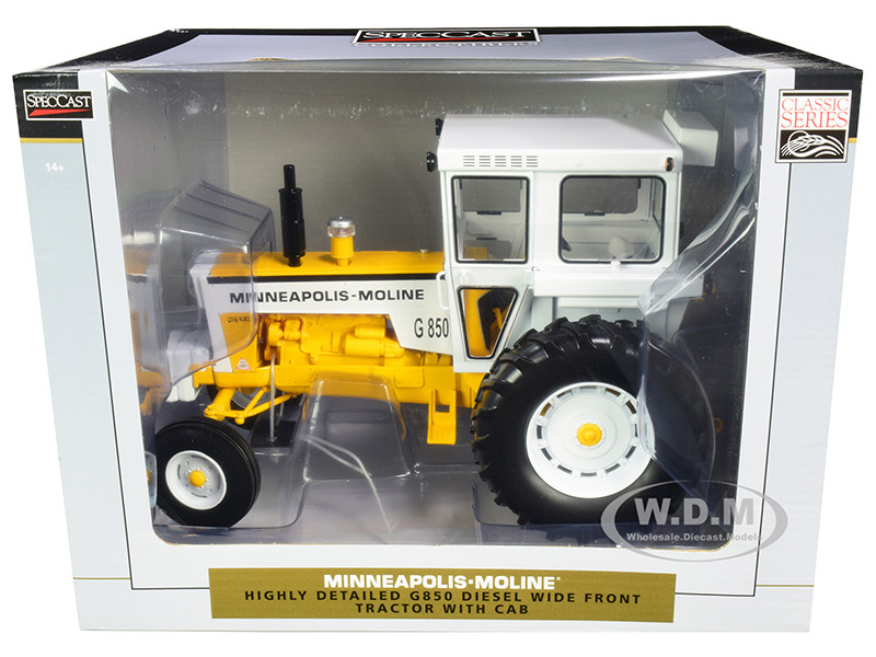 Minneapolis Moline G850 Wide Front Diesel Tractor Cab Yellow White 