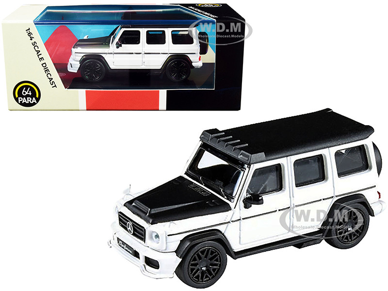 Mercedes AMG G63 Liberty Walk Wagon White Black Hood Top 1/64 Diecast Model Car Paragon PA-55161