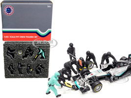 Formula One F1 Pit Crew 7 Figurine Set Team Black 1/43 Scale Models American Diorama 38383