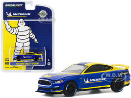 2019 Ford Mustang Shelby GT350R Michelin Tires Blue Yellow Stripes Hobby Exclusive 1/64 Diecast Model Car Greenlight 30186
