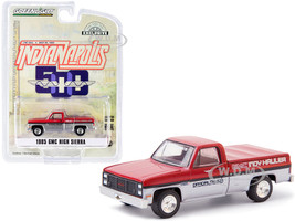 1985 GMC High Sierra Pickup Official Truck Bed Cover Red Metallic Silver 69th Annual Indianapolis 500 Mile Race GMC Indy Hauler Hobby Exclusive 1/64 Diecast Model Car Greenlight 30202