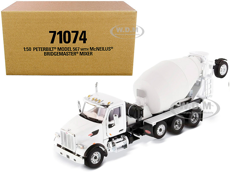 Peterbilt 567 with McNeilus Bridgemaster Mixer White 1/50 Diecast Model Diecast Masters 71074