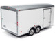 Four Wheel Enclosed Car Trailer White Silver Top for 1/18 Scale Model Cars Autoworld AMM1238