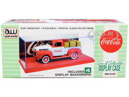 Collectible Acrylic Display Show Case Red Plastic Base 4 Coca Cola Display Backdrops for 1/43 Scale Model Cars Autoworld AWDC021
