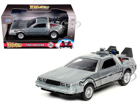 DeLorean DMC Time Machine Brushed Metal Back to the Future Part I 1985 Movie Hollywood Rides Series 1/32 Diecast Model Car Jada 32185