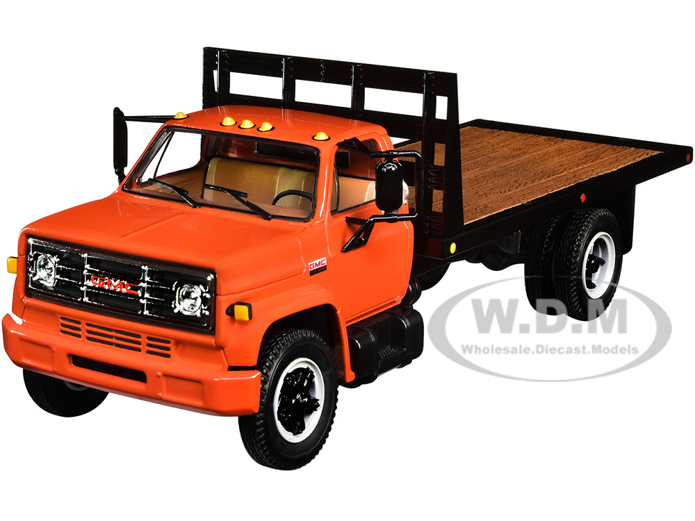Gmc 6500 Flatbed Truck Orange Black 1 34 Diecast Model First Gear 10 4218