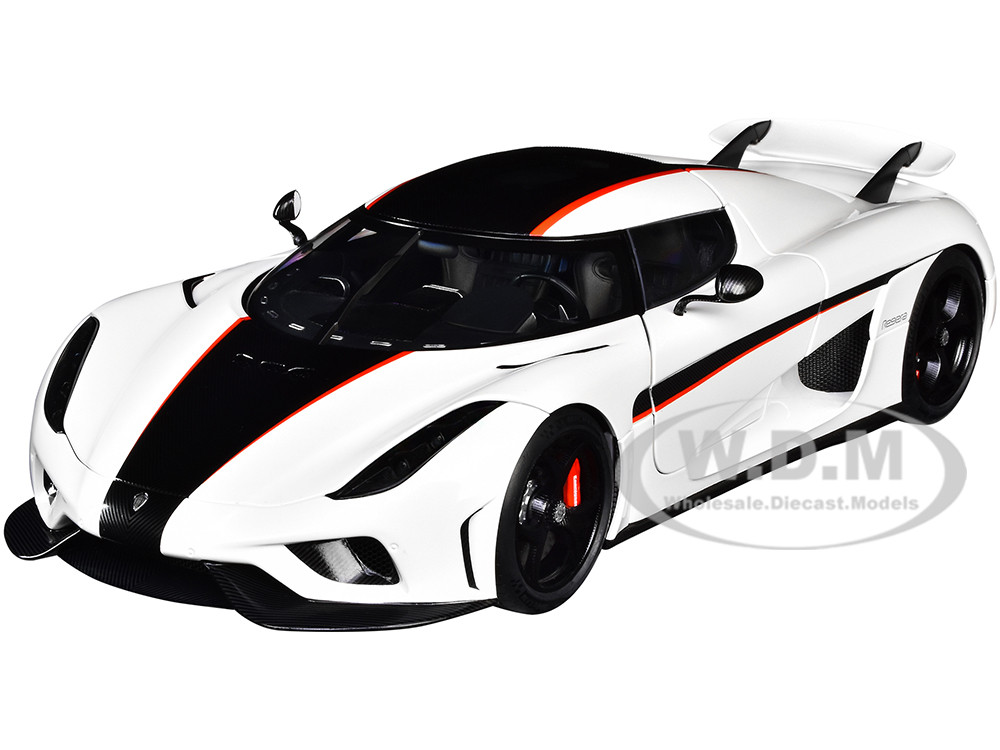 Koenigsegg Regera White Black Carbon Red Stripes 1/18 Model Car