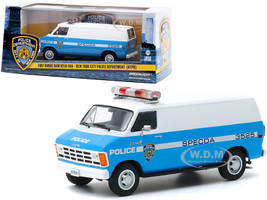 1987 Dodge Ram B250 Van Blue White New York City Police Department NYPD 1/43 Diecast Model Greenlight 86577