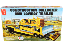 Skill 3 Model Kit Construction Bulldozer Lowboy Trailer Set of 2 pieces 1/25 Scale Model AMT AMT1218