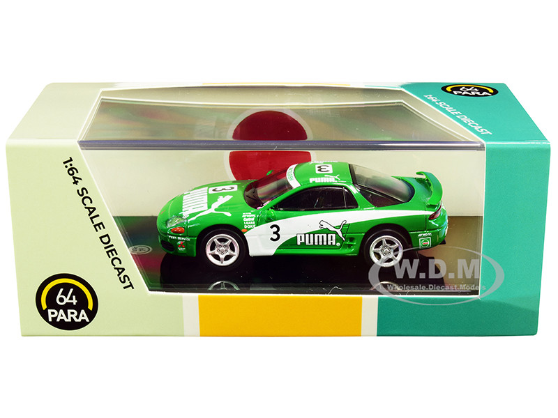 Mitsubishi 3000GT GTO RHD Right Hand Drive #3 Puma Green White 1/64 Diecast Model Car Paragon PA-65134