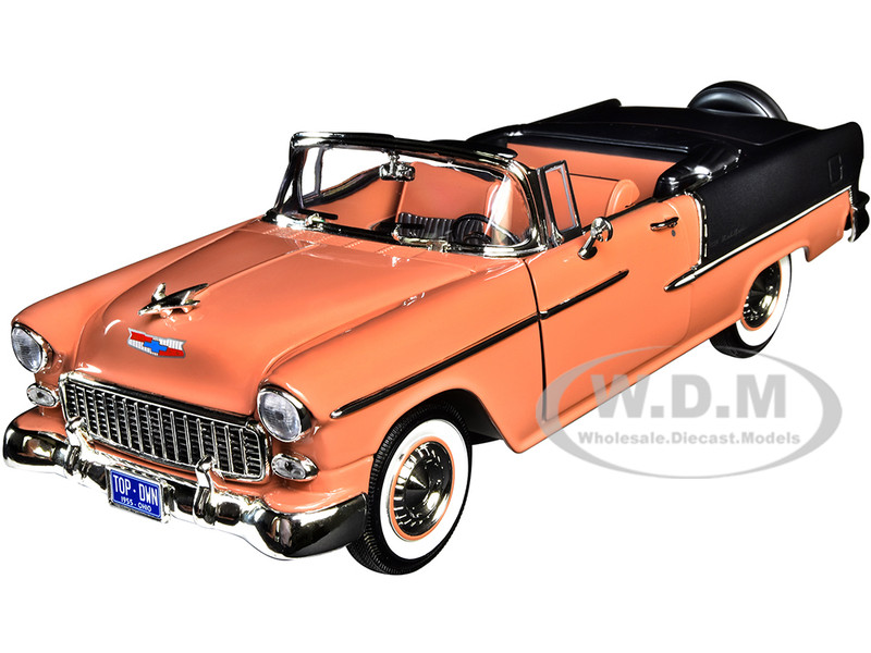 Auto World AMM1221 1955 Chevrolet Bel Air Convertible Coral and Shadow Gray 1 18 for sale online 